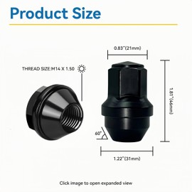 WZHUIDA 24Pcs M14x1.5 Lug Nuts, Replacement for 2015-2022 Ford F150/Expedition, 2016-2021 Lincoln MKX, One-Piece Solid Black Chrome OEM Factory Style, Large Acorn Seat Wheel Nuts, Anti-Rust Updated