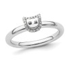 Sterling Silver Kitty Cat Ring with Accent Diamonds