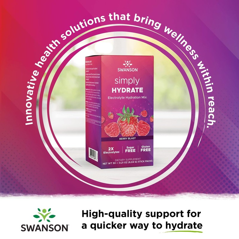 Swanson Simply Hydrate Electrolyte Mix - Sugar-Free Berry Blast Flavor