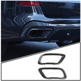 METYOUCAR Stainless Steel Exterior Accessories Exhaust Tailpipe Decoration Frame Cover Trims For X5 G05 X7 G07 2019 2021 M Sport Version Auto Accessories (Carbon Fiber)
