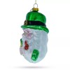 BESTPYSANKY Irish Santa Leprechaun Glass Christmas Ornament