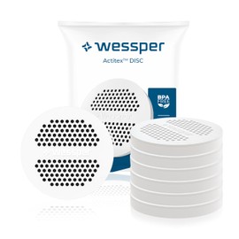 Wessper Disc Filter for Water Bottle and Jug, Water Bottle Filter with Activated Carbon, Replacement for Brita Microdisc Bottles and Carafes, Reduces Chlorine and Heavy Metals - Pack of 6