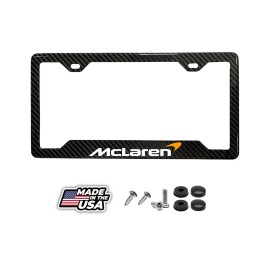 BLVD MCLAREN WHITE 100% REAL CARBON FIBER CAR NOTCHED LICENSE PLATE FRAME