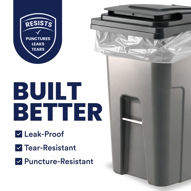 Plasticplace 65 Gallon Trash Bags │ 2.7 Mil │ Clear