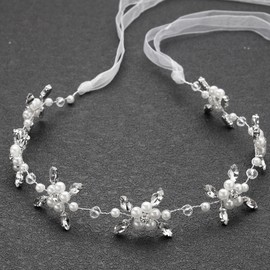 ZPEXRV Flower Girl Headpiece, Silver Bridal Headband,Flower Girl Hair Accessories, Princess Crystal Pearl Hair Accessories, Suitable for birthday party, First Communion, Childrens' Day