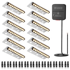 SOROP 8 Inch Retaining Wall Lights 5W Dusk to Dawn Timer Hardscape Lighting IP68 Waterproof 2700K Warm White 12V Low Voltage Step Lights Outdoor for Patio Walls Stairs with Connectors 12 Pack