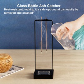 Hukalw Incense Burner Holder for Sticks, [New Upgraded-Two Black Clip] Upside Down Incense Burner with Removable Glass Ash Catcher Anti-Ash Flying