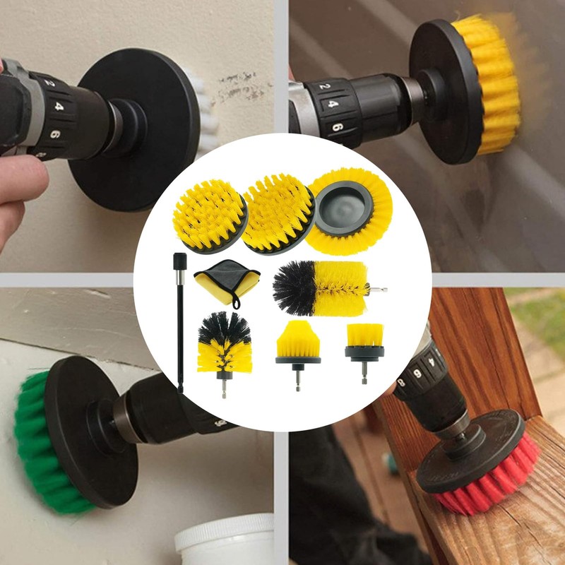 Drill Cleaning Brush Attachment Set | Drill Scrubber Brush Kit