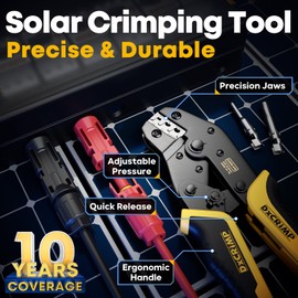DxCRIMP Solar Crimper Tool Kit for 14-10 AWG Solar Panel Cable with 1PCS Solar Crimper and 1PCS Wire Strippers and 10Pairs Solar connectors and 1Pair Spanner Wrench, Solar Installation Assembly Tools