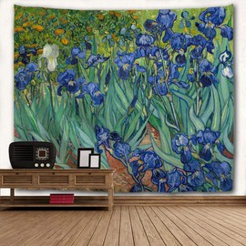 WIHVE Tapestry Irises Flower Foral Wall Tapestry Wall Hanging Art Home Decor for Living Room Bedroom Bathroom Kitchen Dorm 80 x 60 Inches