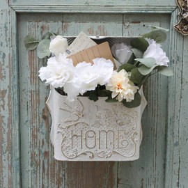 SenJchicwd Vintage Wall Mount Mailbox for Outside Metal Decor Mailboxes Antique Style Nostalgic Charm for Home Door Garden Farmhouse House Decorations Flower Patter (White)