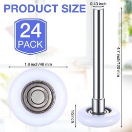 Funtery 24 Pcs White Nylon Garage Door Rollers 2" Durable Garage Door Replacement Wheels for 2" Track 4.7" Stem Quiet High Load 6200ZZ Double Seals Performance Door Rollers Wheels