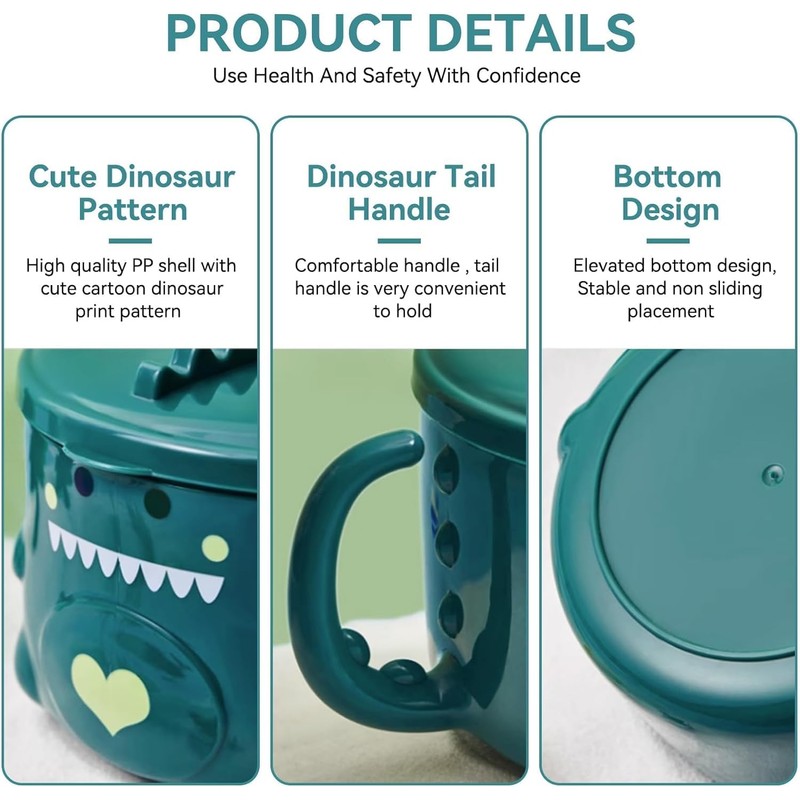 ZPSHYD Cartoon Dinosaur Noodle Bowl - Stainless Steel Inner Bowl