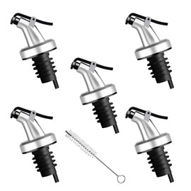 Auconda 5 Pack Oil Spouts, Olive Oil Vinegar Bottle Stopper Dispenser with Tube Brush, Leakproof Bottle Spouts for Salad, Sauce, Soy, Etc