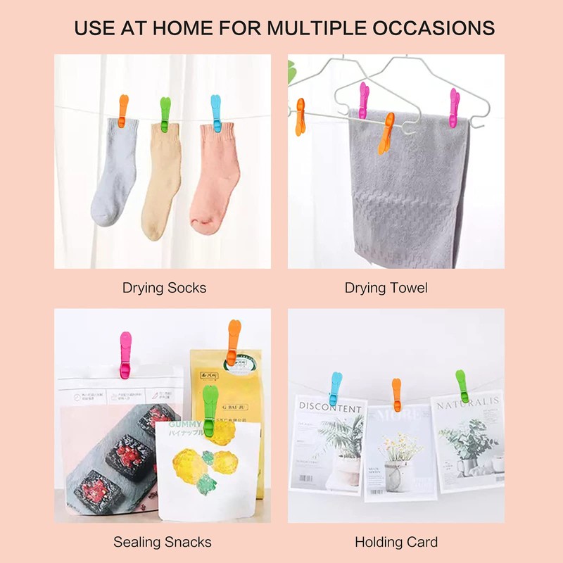 VEGCOO Clothesclips 60 Pieces Set with Bag Clothespins Durable and