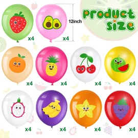 Tiamon 40 Pcs Fruit Balloons Summer Theme Balloons Tropical Fruit Party Favor Balloons Summer Strawberry Watermelon Latex Balloons Summer Tropical Balloons Supplies for Luau Birthday Baby Shower