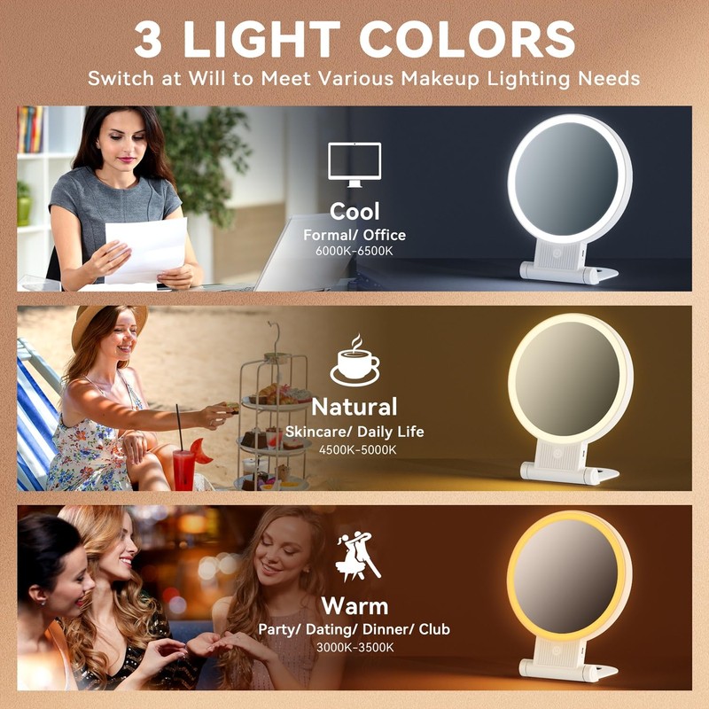 Auxmir 1X/30X Magnifying Mirror with Light, Double Sided Makeup Mirror