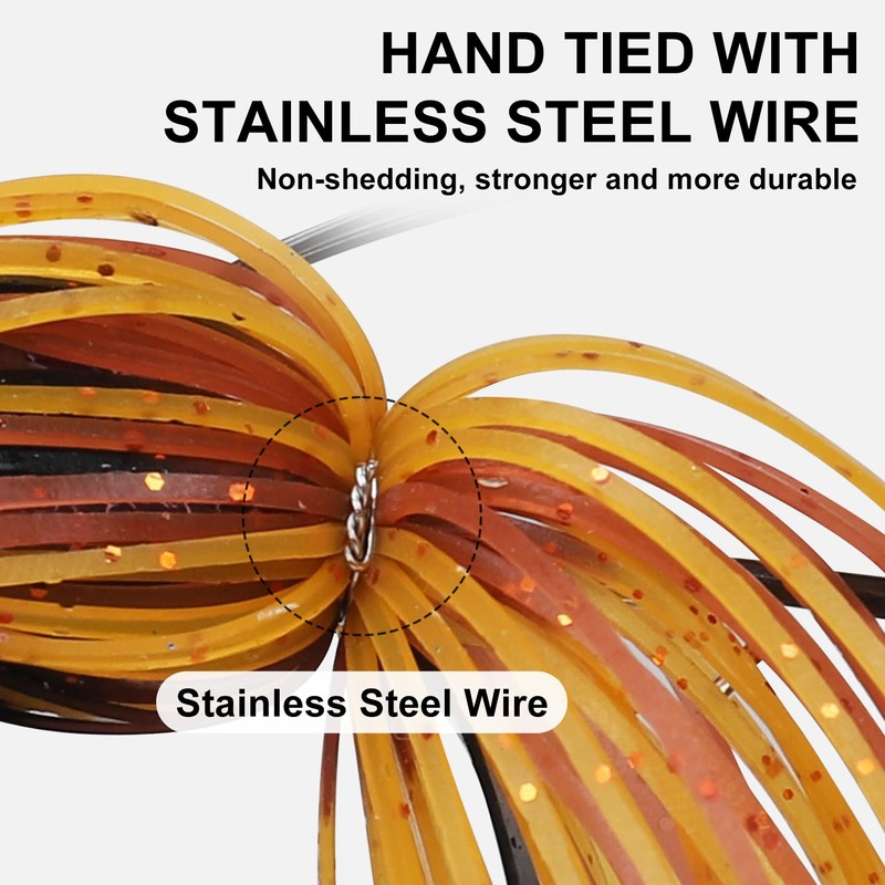 TRUSCEND チタンウィードガードスイムジグ、超滑らかなテフロンコーティングされたBKKフック付き、ツアーグレードのスカート付きスイミングジグヘッド、緩み防止ステンレスワイヤータイバスジグ、バス用スイングフィッシングジグルアー