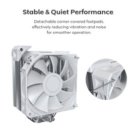 MONTECH NX400 - CPU Air Cooler, Single Tower, 4 Advanced Heat Pipes, 52-fin Heat Sink, E28, 120mm FDB Static Pressure Fan, 28mm Fan Thickness, Corner-Cover Footpads, Polished Top Cover - White