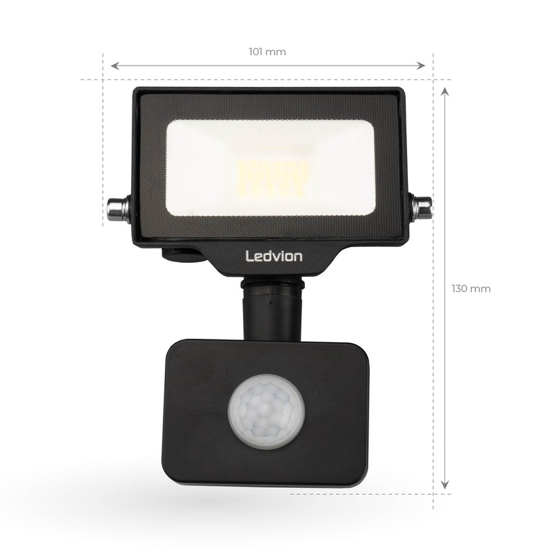 Ledvion - LED Floodlights with Motion Sensor, 10 Watt, 4000