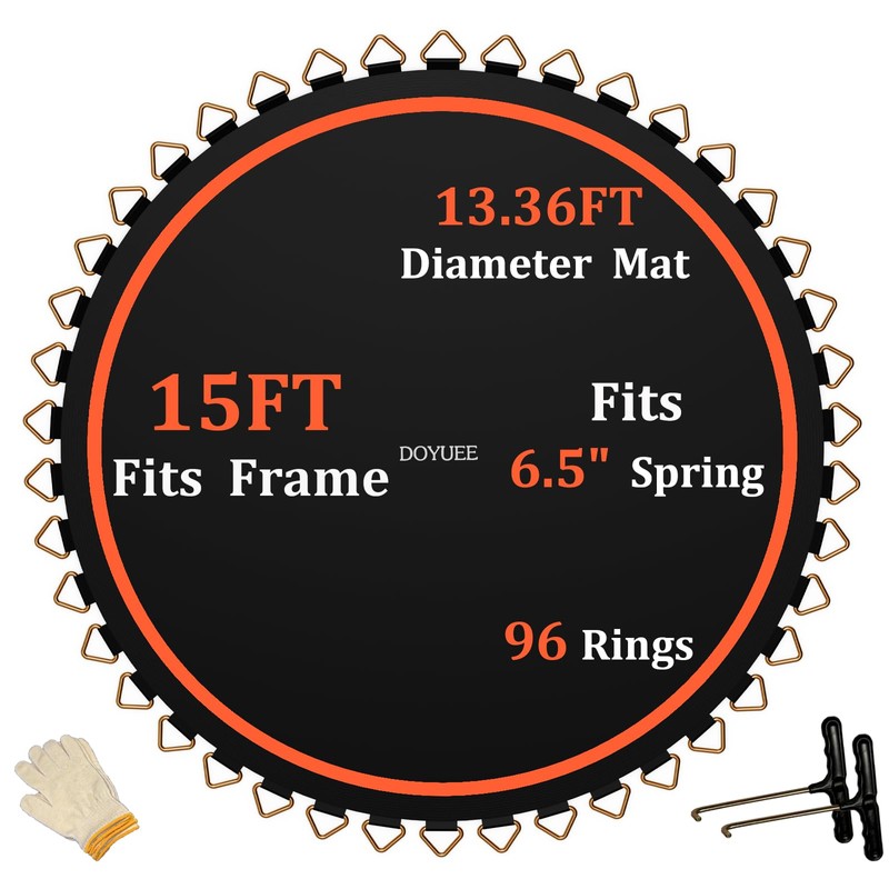 DOYUEE Trampoline Mat Replacement-Fits 15FT Trampoline Frame with 96 Rings