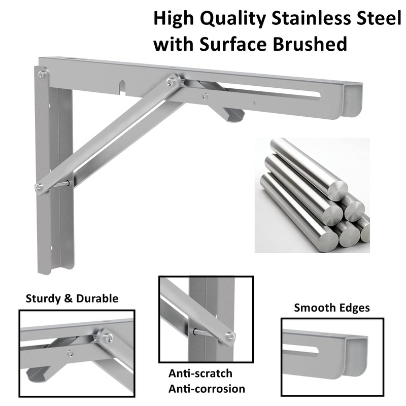 MySit 16" Folding Shelf Brackets 4 PCS, Max Load 550lb