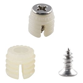 JianLing 50 Sets Plastic Hinge Dowel Inserts with Screws, 50pcs M4x9 Hinge Dowel Inserts with Teeth Opening and 50pcs M4x10 Self-Tapping Screws