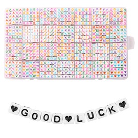 1400pcs Letter Beads, 6x6 mm Acrylic Alphabet Beads, Beads for Jewelry and Bracelet Making, in 28 Grid Box (White and Colorful)