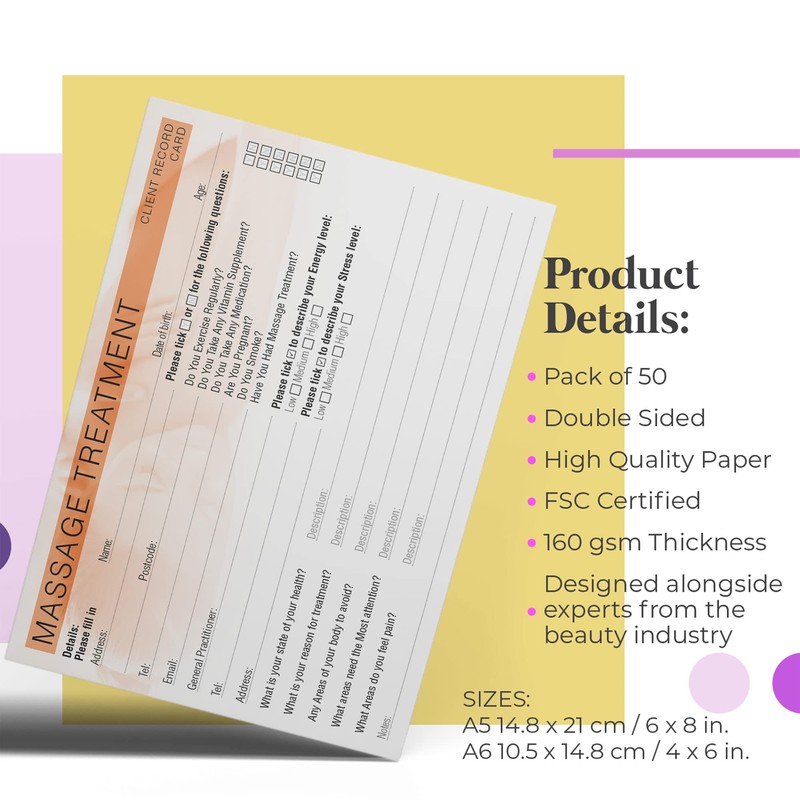 Massage Client Record Card - Treatment Consultation Form for Mobile