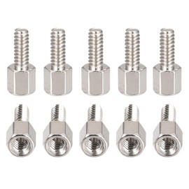 DTGN 4#-40x5x8mm (DxHLxML) - Latón Hexagonal Separador - 100 Paquete - Bueno para Electrónica Máquina - Macho a Hembra Espaciador Tornillo Tuercas - Plata