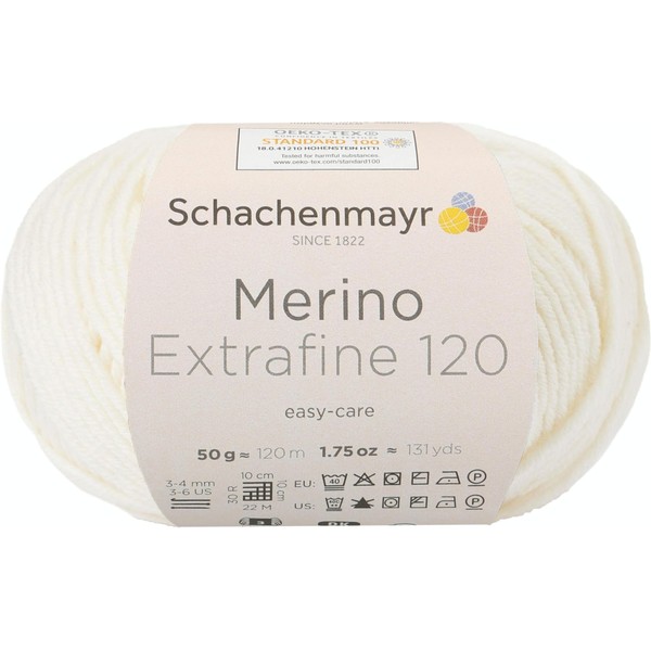 Schachenmayr Merino Extrafine 120, 50 g, Cream Hand Knitting Yarn
