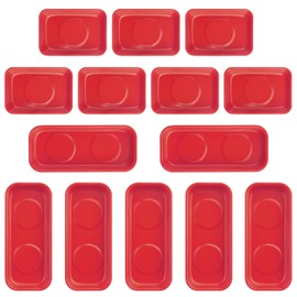 14 PCS Magnetic Trays, Include 7 PCS 5.9 X 2.6 Inch & 7 PCS 3.7 X 2.5 Inch, Rectangle Magnet Tool Tray, Magnetic Parts Tray, Red, by GENHAKON