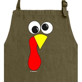 Thanksgiving Apron Turkey Face Gobble Funny Kitchen Apron Cooking Baking Two Pocket Bib Apron Military Green