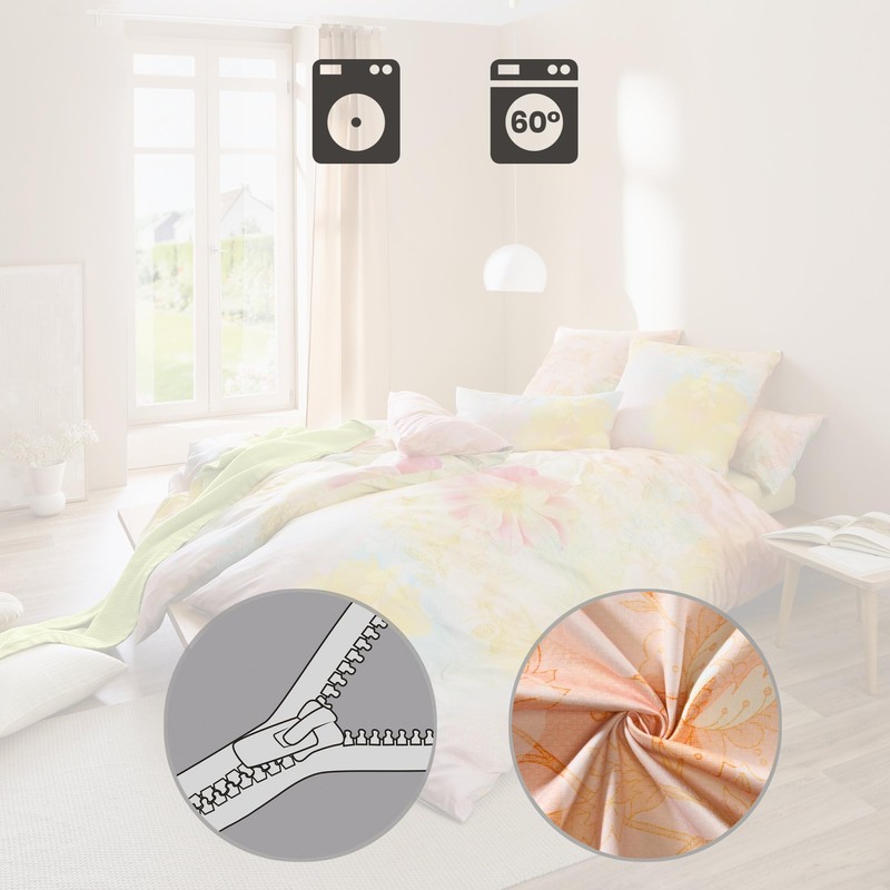 Erwin Müller Mako Satin Cushion Cover Reversible Flowers Colourful Size