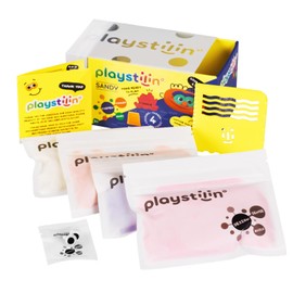 Playstilin Sandy Sandy Soft Play Clay Kinetic Moldable Sand Clay Gluten-Free Children's Clay Creative Kneading Set with Accessories and Tools, Modelling Clay Non-Drying