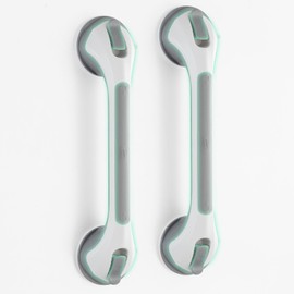 TAILI Shower Grab Bar Glow in The Dark, 2 Pack 16.8 in Grab Bars for Bathtubs and Showers,Shower Handles Shower Rails for Seniors and Elderly,Bathroom Safety Grip Removable No Drilling Waterproof Grey