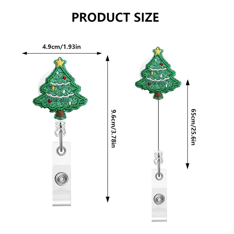 Christmas Tree Badge Reel,Cute Felt Badge for ID Card Badge,Embroidered