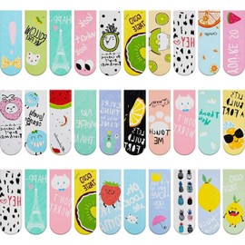 QHFlashbuy Magnetic Bookmarks, Pack of 30 Colourful Cute Magnetic Optical Bookmarks for Students, Office, Reading