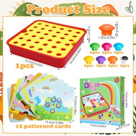 Booaee Mosaic Plug-In Game for Children, Plug-In Game from 3 4 5 Years Children's Game for Learning Colours Montessori Toy Motor Skills Toy Learning Toy Preschool Game Mosaic Plug Toy Gift Boys Girls