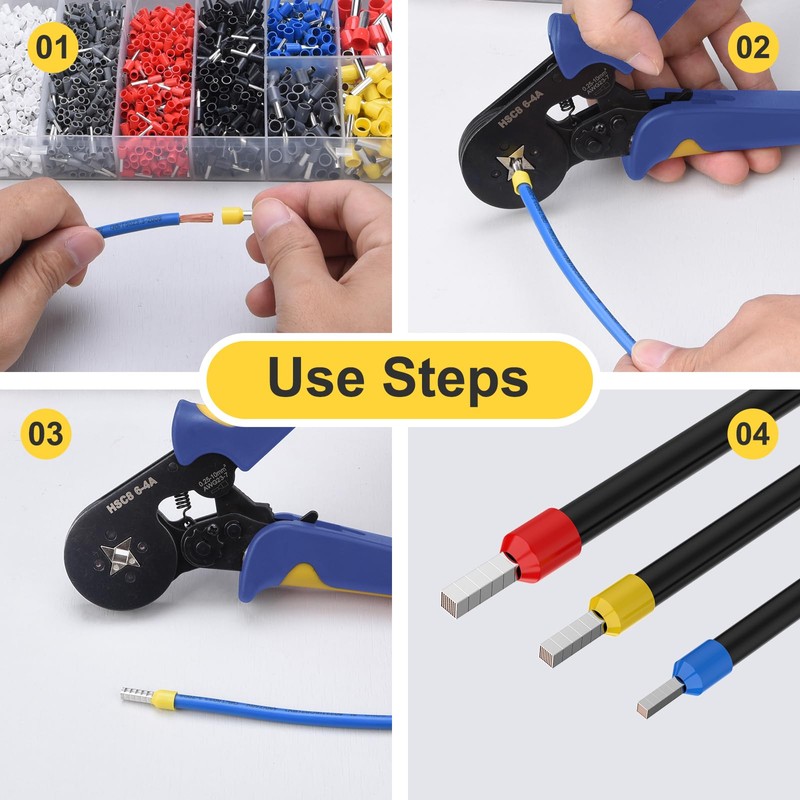 Preciva Ferrule Crimping Tool Kit with 2000PCS Wire Connectors, AWG23-7