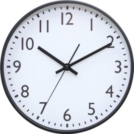 Fuji Boeki Wall Clock, Width 9.8 x Depth 1.6 x Height 9.8 inches (25 x 4 x 25 cm), Black, Silent, Continuous Second Hand, Simple, Small Size, 37858