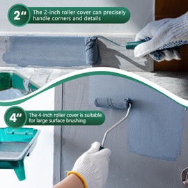 CoatPro Twools 50 Pack 2 Inch and 4 Inch Microfiber Paint Roller Covers with 2pcs Anti Rust Metal Roller Frames, Professional Grade Painting Tools for Walls, Ceilings, Furniture