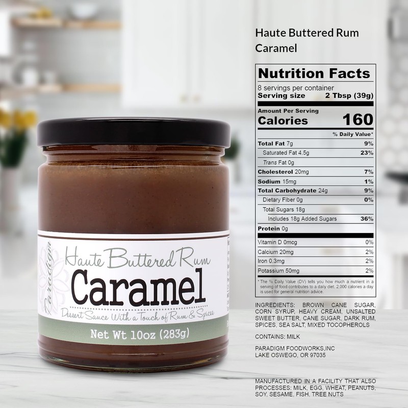Paradigm Foodworks Haute Buttered Rum Caramel Sauce, 10 Ounce