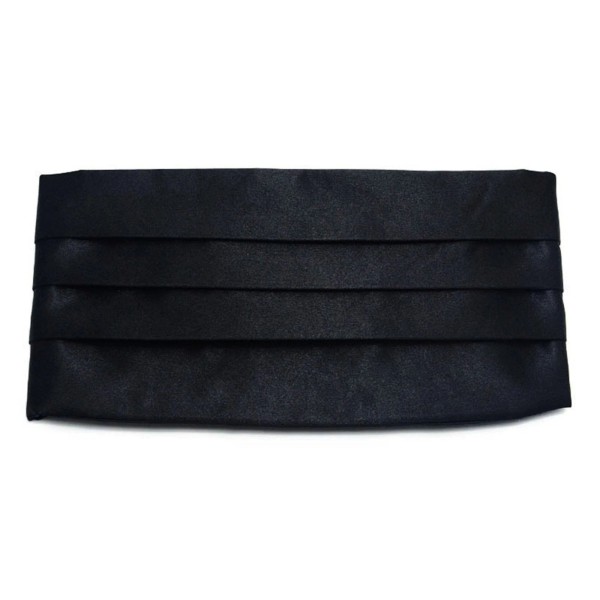Simpowe Mens Solid Silk Cumberbund Black Adjustable Elastic Back Tuxedo