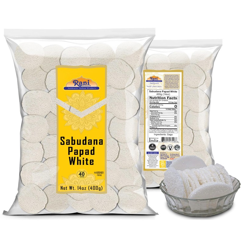 Rani Sabudana (Sago) Papad White 14oz (400g) ~ All Natural,