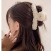 Fluffy Lamb Wool Poodle Fur Hair Claw Clip for Half-Updos Mink Rose Red/ONESIZE 10ea