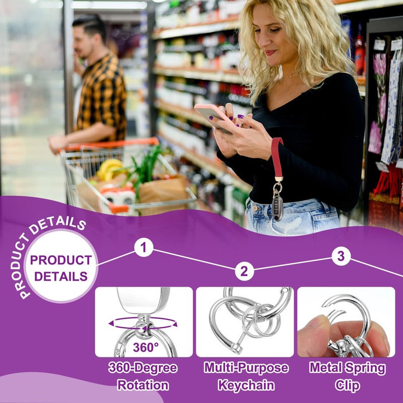 MECCANIXITY Leather Wristlet Keychain Car Key Chain Wristlet for Women,