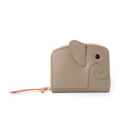 Liz Days Women's Mini Wallet, Elephant Shape, Compact, Card Case, Bifold Wallet, Cute, grey beige/pink beige