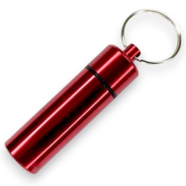Storage Box Waterproof Aluminium Pill Box Dispenser Dispenser Dispenser Fashion Steel Bottle Silver Plated Trendy Removable Key Ring (Red)