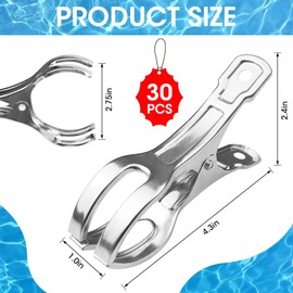 30Pcs Pool Cover Clips, 4.5inch Stainless Steel Pool Cover Clamps for Above Ground Pools, Metal Windproof Winter Pool Cover Clip